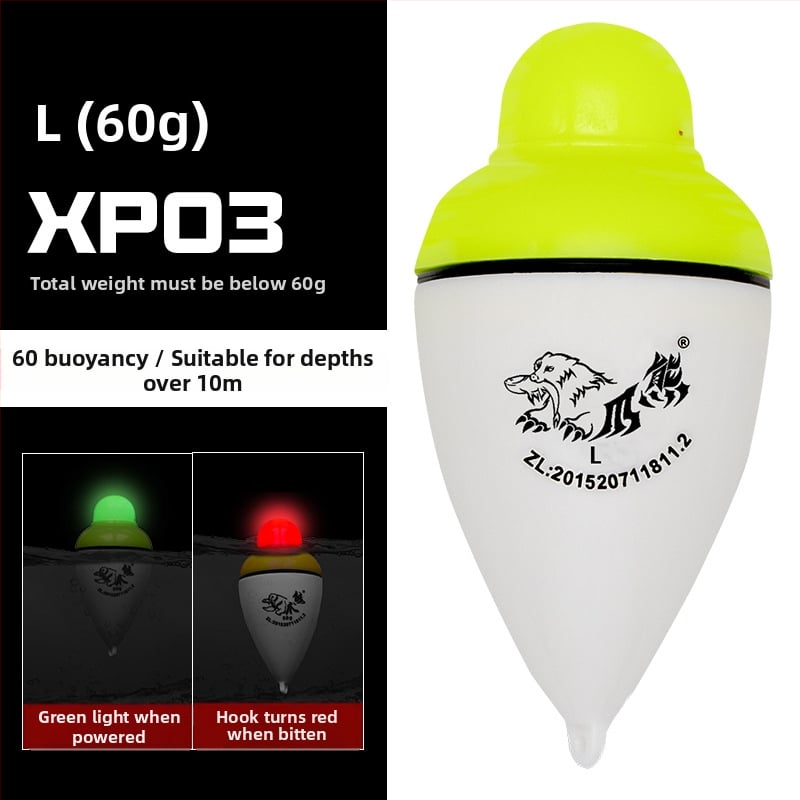 Vertikālais zvejas plūdītājs ar gaismas indikatoru uz ķerienu un nakts signālu (Plastmasas korpuss; Vienmēr ieslēgts, ja baro; Indikators uz ķērienu)