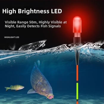 Ultra viegla elektroniskā galva ar LED astes gaismu nakts makšķerēšanai, CR311 baterija