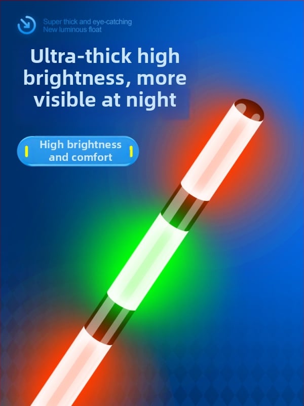 Elektroniska vertikālā pludiņa driftam ar luminescējošu gaismu, garš metiens, cieta aste, kompozīta materiāls