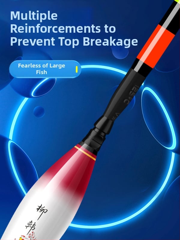 Elektroniska vertikālā pludiņa driftam ar luminescējošu gaismu, garš metiens, cieta aste, kompozīta materiāls