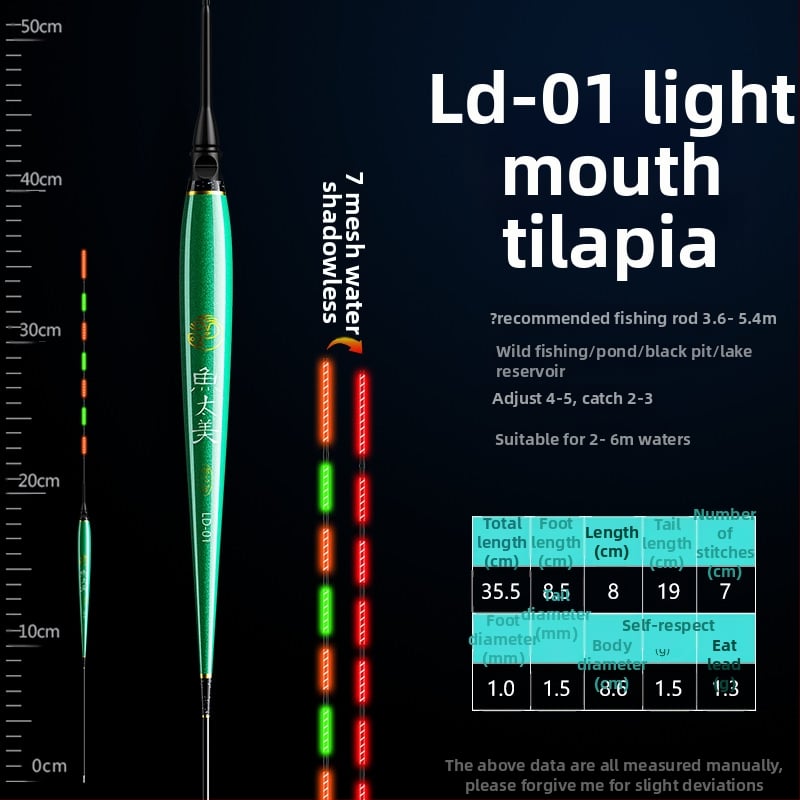 Elektronisks makšķerēšanas pludiņš ar augstu jutību, gaismas indikators, adaptīvā apgaismošana, slaids korpuss, īsi kājiņas, dienā un naktī lietošanai