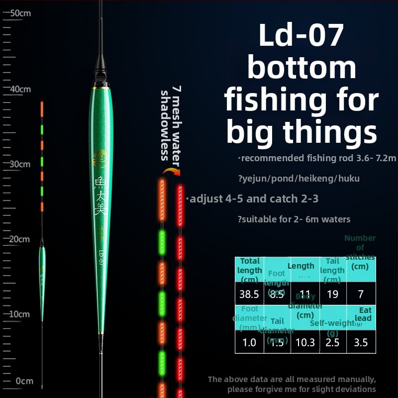 Elektronisks makšķerēšanas pludiņš ar augstu jutību, gaismas indikators, adaptīvā apgaismošana, slaids korpuss, īsi kājiņas, dienā un naktī lietošanai