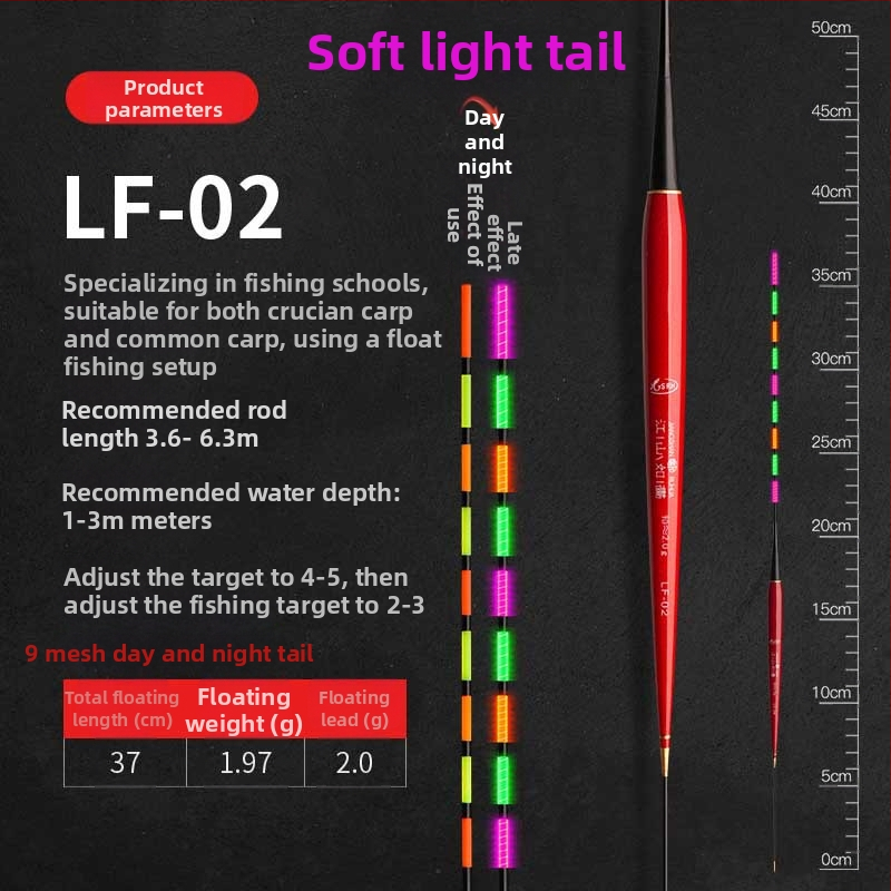 Elektronisks gaismas pludiņš makšķerēšanai – plastmasa, vertikālais straumes, zīmols Picturesque Scenery