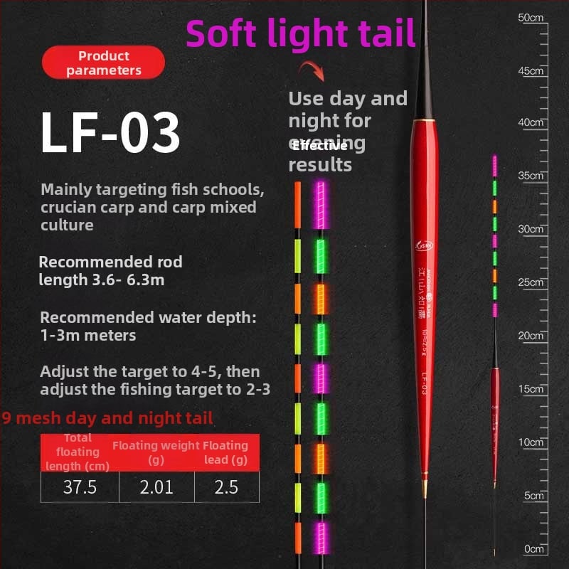 Elektronisks gaismas pludiņš makšķerēšanai – plastmasa, vertikālais straumes, zīmols Picturesque Scenery