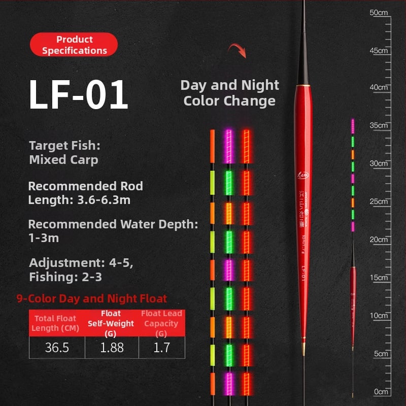 Elektronisks gaismas pludiņš makšķerēšanai – plastmasa, vertikālais straumes, zīmols Picturesque Scenery