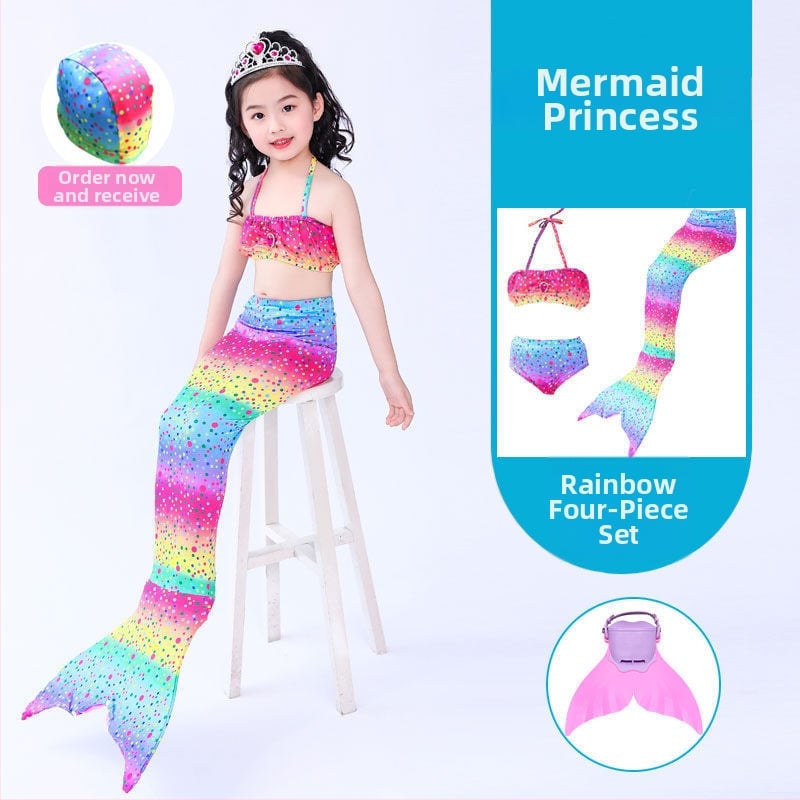 Mergaitėms undinės uodegos princesės suknelė ir maudymosi komplektas • Audinys: nailonas • Vinylon 96–100% • Įdaila polipropilenas 96–100%