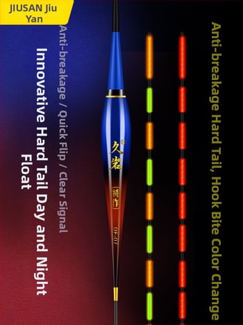 Jiuyan Elektroniskā zvejas pludiņš — dienas/nakts divrežīms, augsta jutība, krāsu mainoša gaisma, vertikālais plūdnis