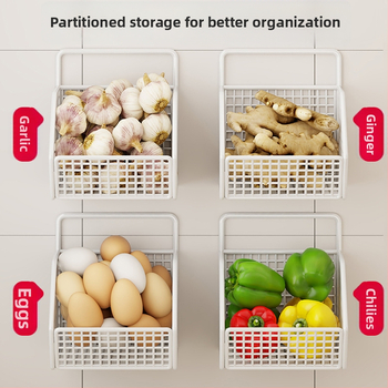 Fan lilin Стенен кухненски кош за лук, джинджифил и чесън — метална конструкция, многофункционален органайзер за подправки, модел 2111749679531788672