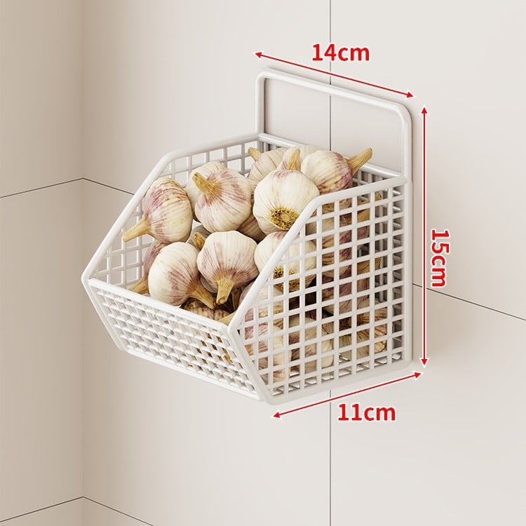 Fan lilin Стенен кухненски кош за лук, джинджифил и чесън — метална конструкция, многофункционален органайзер за подправки, модел 2111749679531788672