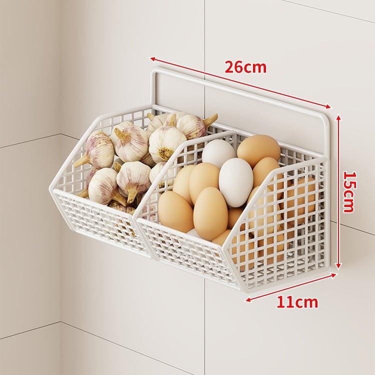 Fan lilin Стенен кухненски кош за лук, джинджифил и чесън — метална конструкция, многофункционален органайзер за подправки, модел 2111749679531788672