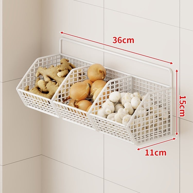 Fan lilin Стенен кухненски кош за лук, джинджифил и чесън — метална конструкция, многофункционален органайзер за подправки, модел 2111749679531788672