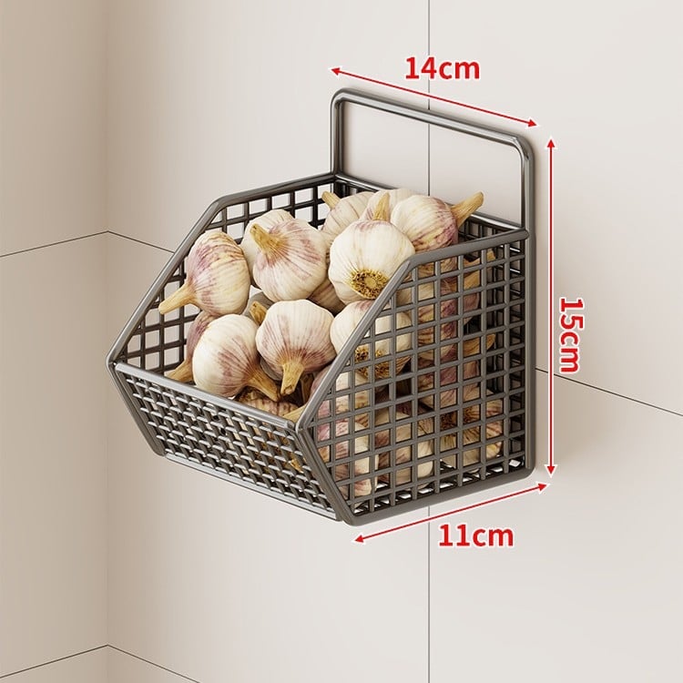 Fan lilin Стенен кухненски кош за лук, джинджифил и чесън — метална конструкция, многофункционален органайзер за подправки, модел 2111749679531788672