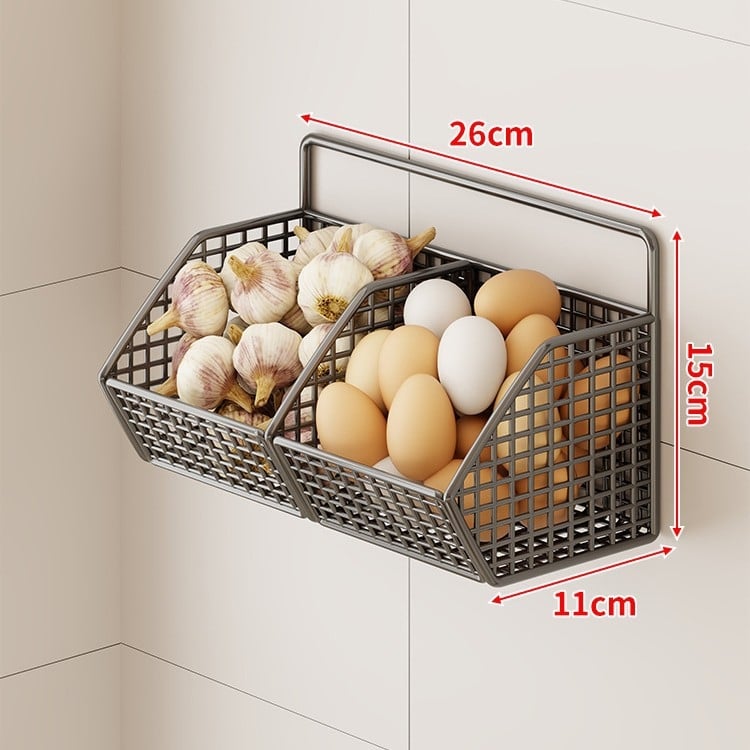 Fan lilin Стенен кухненски кош за лук, джинджифил и чесън — метална конструкция, многофункционален органайзер за подправки, модел 2111749679531788672