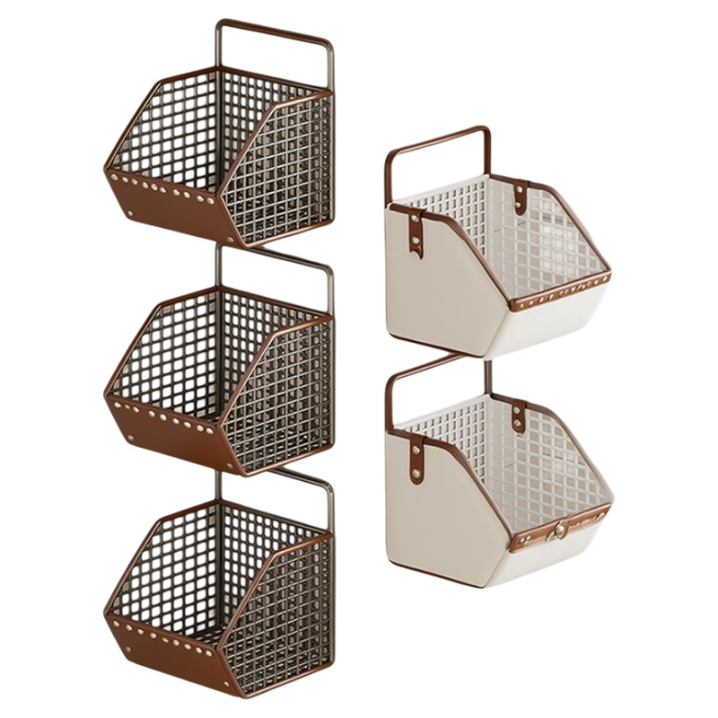 Fan lilin Стенен кухненски кош за лук, джинджифил и чесън — метална конструкция, многофункционален органайзер за подправки, модел 2111749679531788672