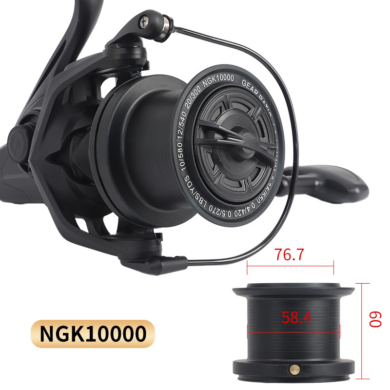 Hongmeiren spining makara ar CNC metāla rokturi, pārneses attiecība 4.8:1, bremzes jauda 25 kg