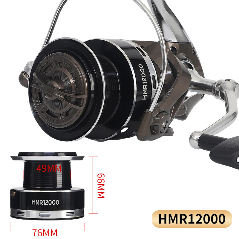 Hongmeiren spining makara ar CNC metāla rokturi, pārneses attiecība 4.8:1, bremzes jauda 25 kg