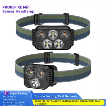 USB uzlādes LED galvas gaisma ārējai lietošanai, 1000mAh akumulators, 8W jauda, staru diapazons 50–100 m