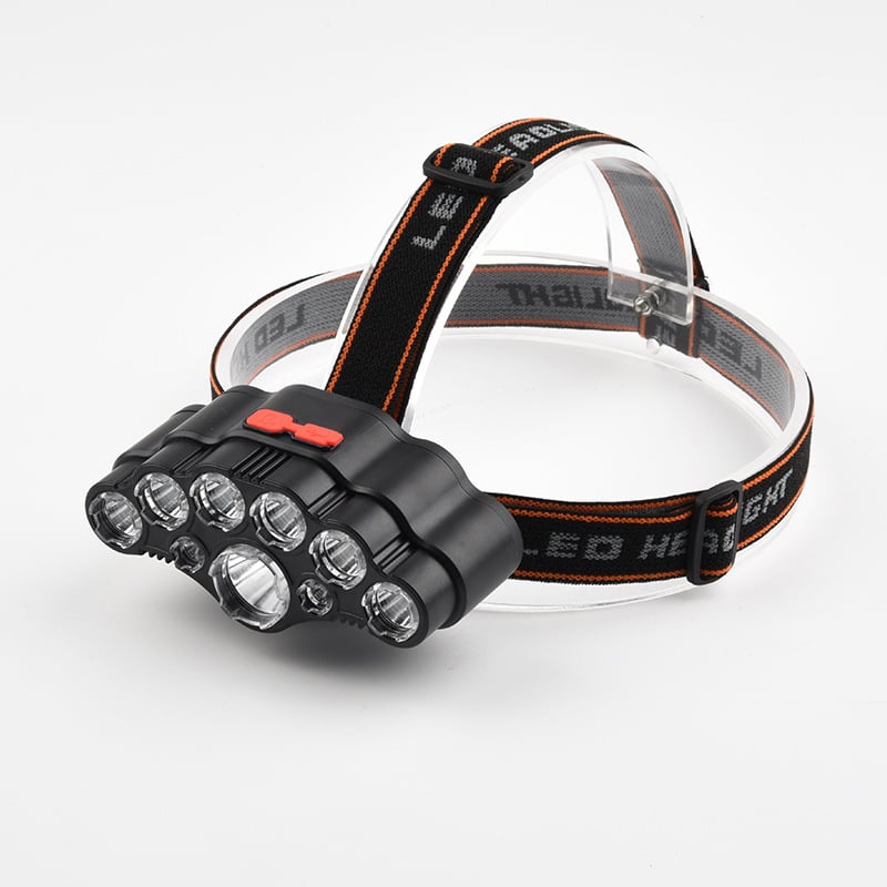 USB uzlādes LED galvas gaisma ārējai lietošanai, 1000mAh akumulators, 8W jauda, staru diapazons 50–100 m