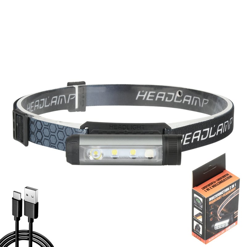 USB uzlādes LED galvas gaisma ārējai lietošanai, 1000mAh akumulators, 8W jauda, staru diapazons 50–100 m