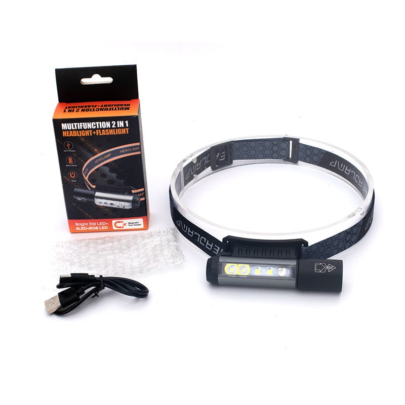 USB uzlādes LED galvas gaisma ārējai lietošanai, 1000mAh akumulators, 8W jauda, staru diapazons 50–100 m