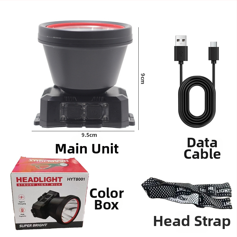 LED uzlādes galvas lukturis ārējai lietošanai ar 360° griezumu, 1W, 500 mAh akumulator, starojums 100–200 m