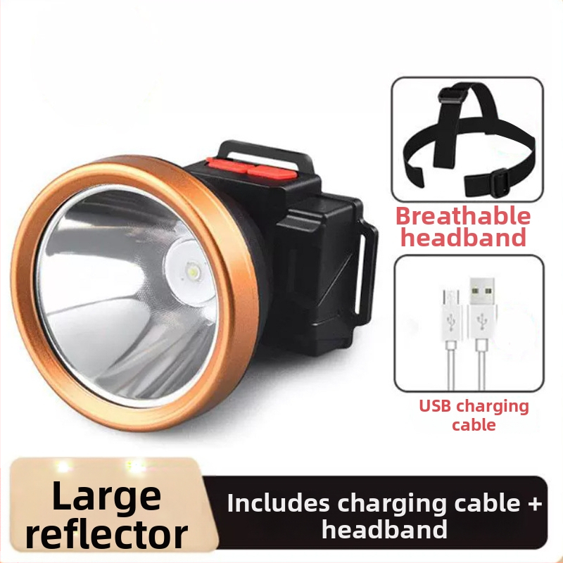 LED uzlādes galvas lukturis ārējai lietošanai ar 360° griezumu, 1W, 500 mAh akumulator, starojums 100–200 m