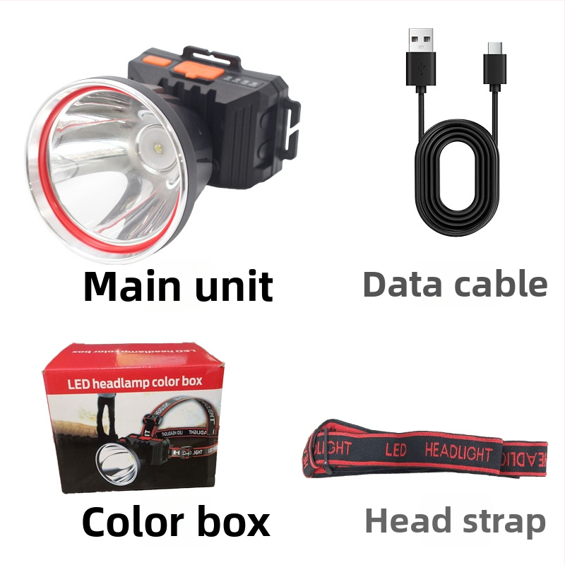 LED uzlādes galvas lukturis ārējai lietošanai ar 360° griezumu, 1W, 500 mAh akumulator, starojums 100–200 m