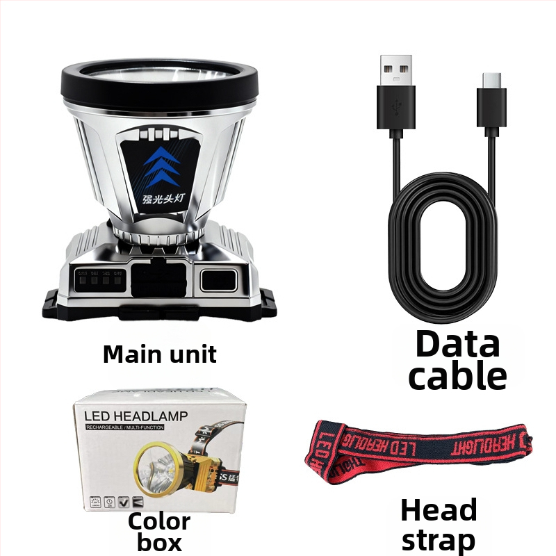 LED uzlādes galvas lukturis ārējai lietošanai ar 360° griezumu, 1W, 500 mAh akumulator, starojums 100–200 m