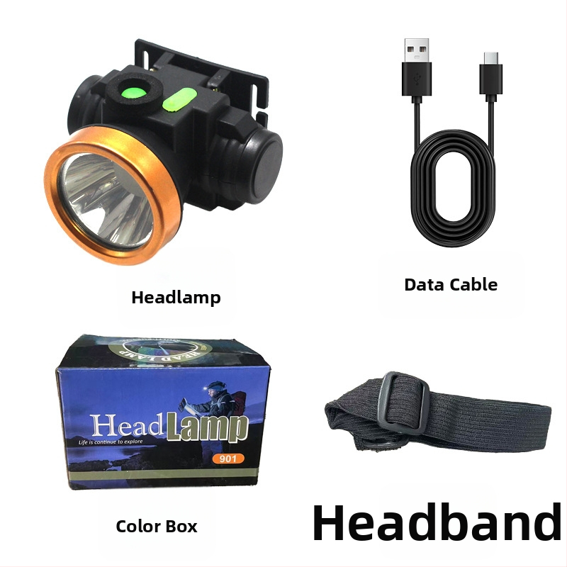 LED uzlādes galvas lukturis ārējai lietošanai ar 360° griezumu, 1W, 500 mAh akumulator, starojums 100–200 m