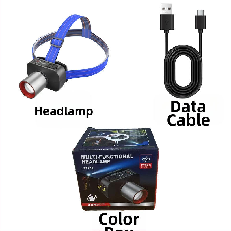 LED uzlādes galvas lukturis ārējai lietošanai ar 360° griezumu, 1W, 500 mAh akumulator, starojums 100–200 m