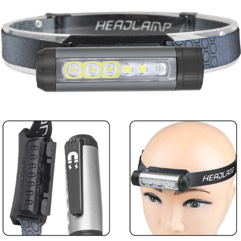 LED uzlādes galvas lukturis ārējai lietošanai ar 360° griezumu, 1W, 500 mAh akumulator, starojums 100–200 m