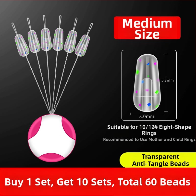 Transparentais silikona Figure-Eight gredzens pret savijumu, galvenā līnija, spacer pērlīšu komplekts