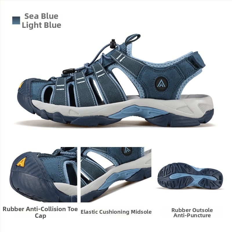 Ūdens taku kurpes ar Velcro aizdari, pretslīdēšanas zole, augšdaļa no neilona un ādas, sietuiekšpuse, zems profils