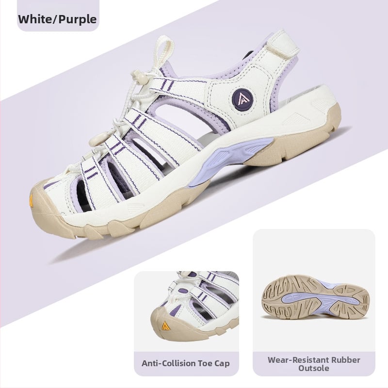 Ūdens taku kurpes ar Velcro aizdari, pretslīdēšanas zole, augšdaļa no neilona un ādas, sietuiekšpuse, zems profils