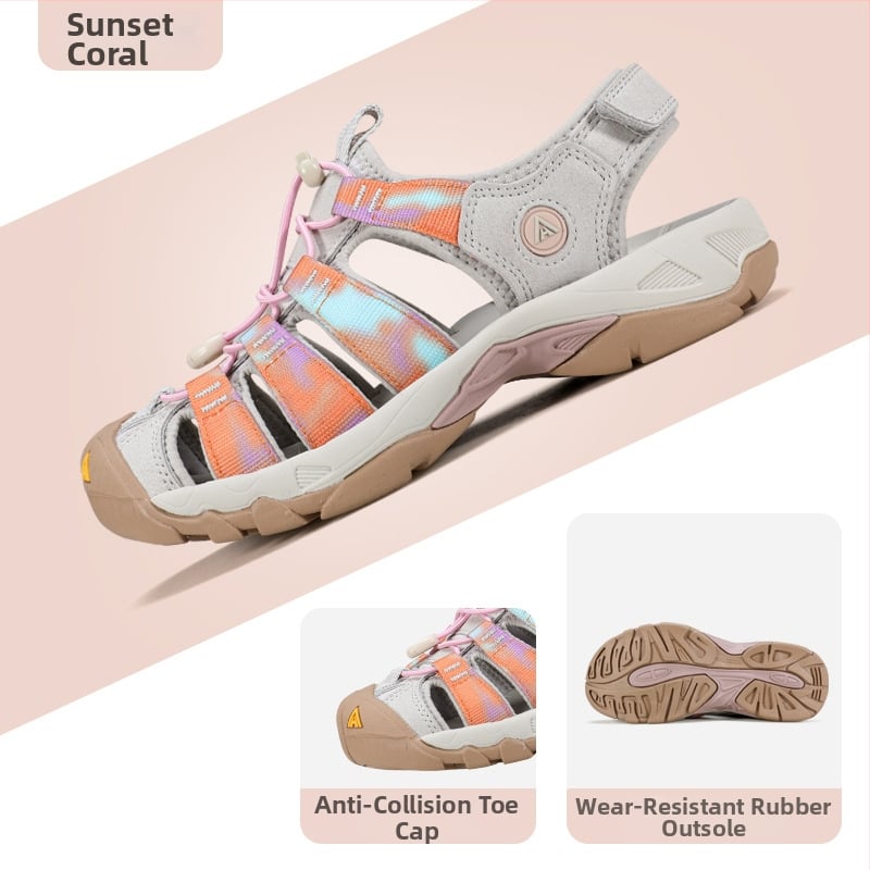 Ūdens taku kurpes ar Velcro aizdari, pretslīdēšanas zole, augšdaļa no neilona un ādas, sietuiekšpuse, zems profils