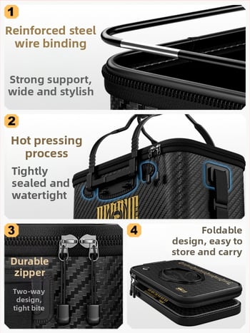 Dzīvu zivju spainis makšķerēšanai, salokāms, cieta korpusa EVA materiāls