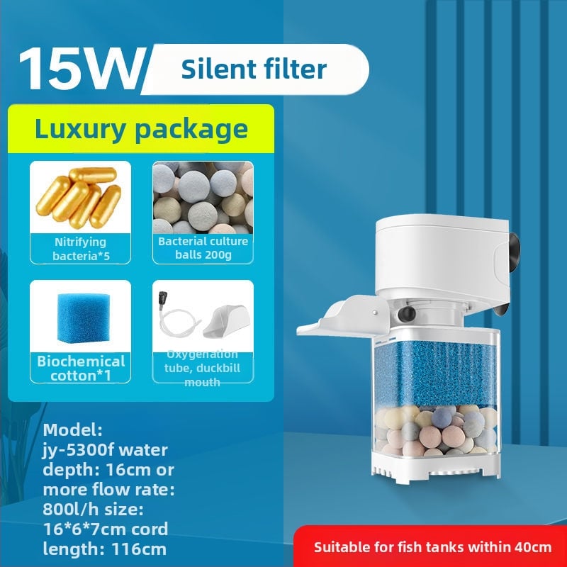 Jingye akvārija filtrs — plastmasas korpuss, filtru materiāls