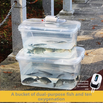 Pastiprināta pārnēsājamā makšķerēšanas kaste ar dzīvu zivju spaini un bruņurupuču barošanas tvertni (Materiāls: Plastmasa; Bruto svars: Cits)