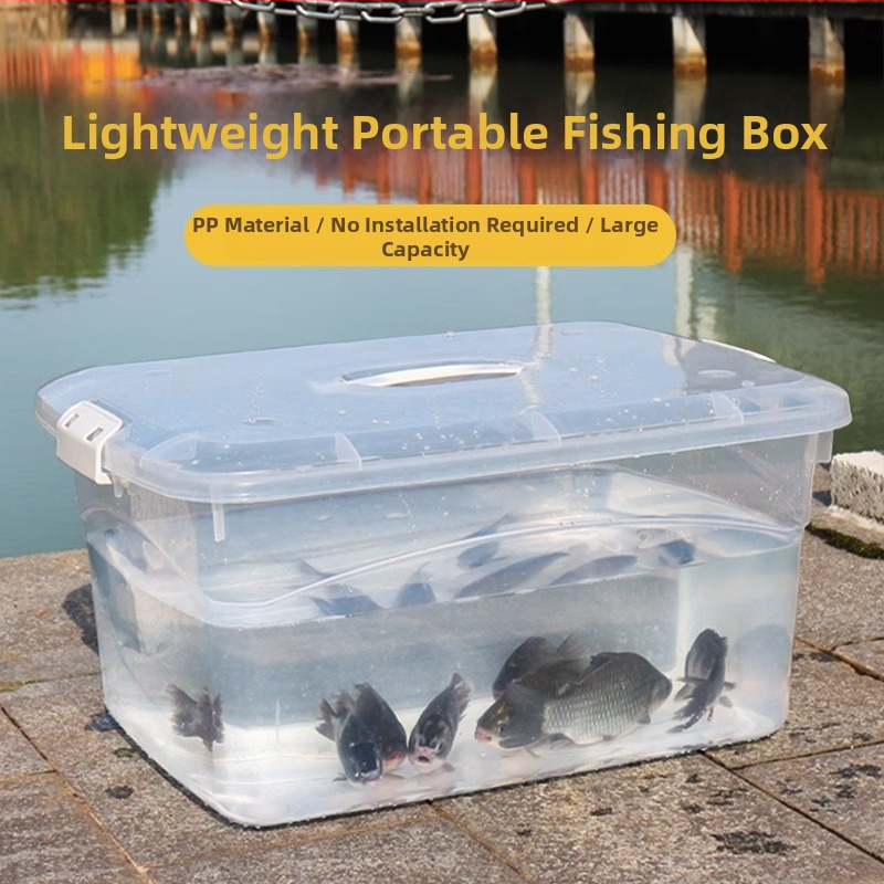Pastiprināta pārnēsājamā makšķerēšanas kaste ar dzīvu zivju spaini un bruņurupuču barošanas tvertni (Materiāls: Plastmasa; Bruto svars: Cits)
