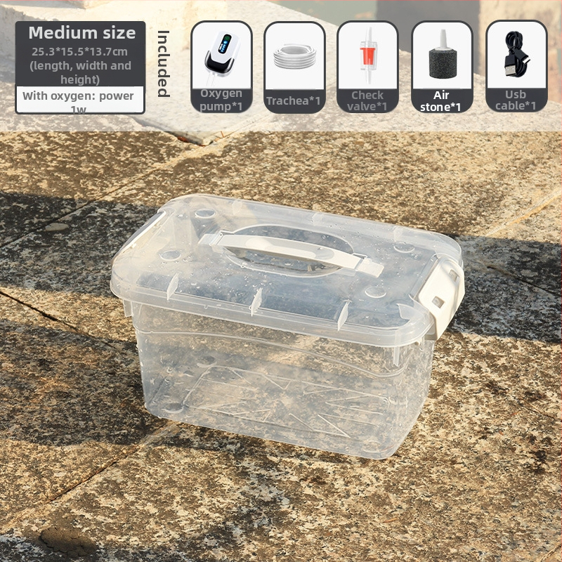 Pastiprināta pārnēsājamā makšķerēšanas kaste ar dzīvu zivju spaini un bruņurupuču barošanas tvertni (Materiāls: Plastmasa; Bruto svars: Cits)