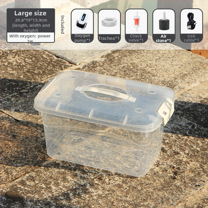 Pastiprināta pārnēsājamā makšķerēšanas kaste ar dzīvu zivju spaini un bruņurupuču barošanas tvertni (Materiāls: Plastmasa; Bruto svars: Cits)