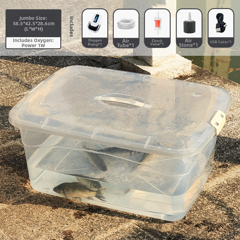 Pastiprināta pārnēsājamā makšķerēšanas kaste ar dzīvu zivju spaini un bruņurupuču barošanas tvertni (Materiāls: Plastmasa; Bruto svars: Cits)