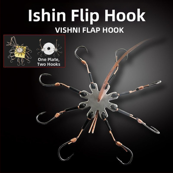 Zivju āķu komplekts – astoņskājains āķis, bez asmens, griežama plāksne un kvadrātveida ēdams jūras makšķerēšanai