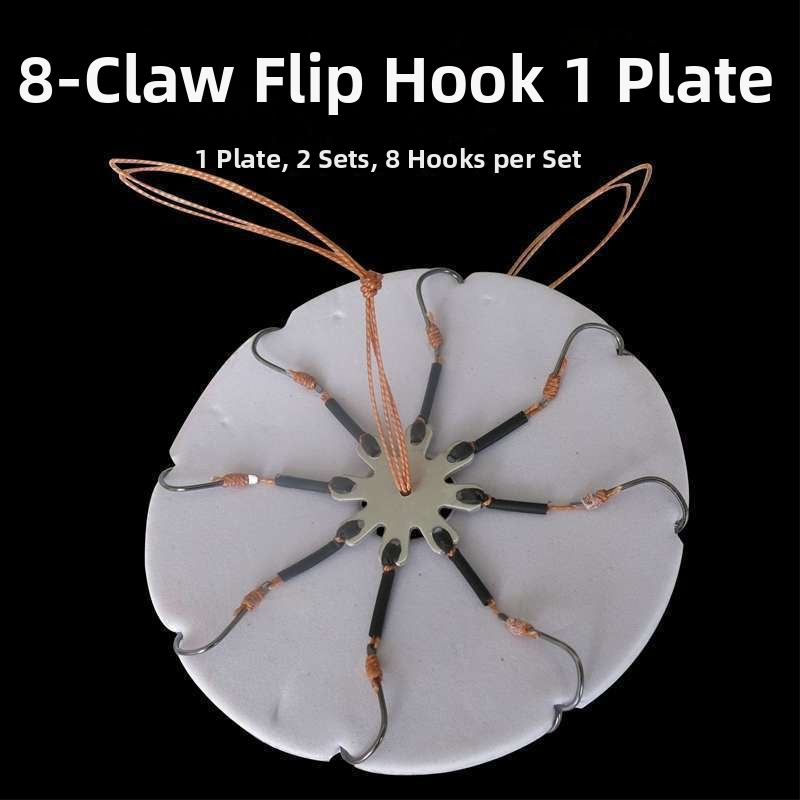 Zivju āķu komplekts – astoņskājains āķis, bez asmens, griežama plāksne un kvadrātveida ēdams jūras makšķerēšanai