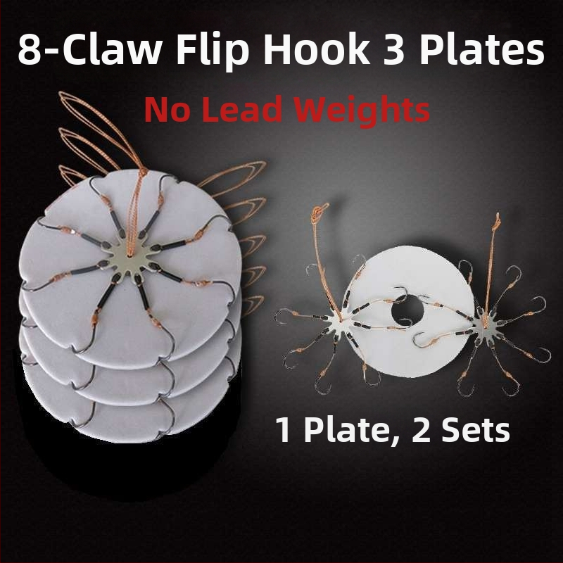 Zivju āķu komplekts – astoņskājains āķis, bez asmens, griežama plāksne un kvadrātveida ēdams jūras makšķerēšanai