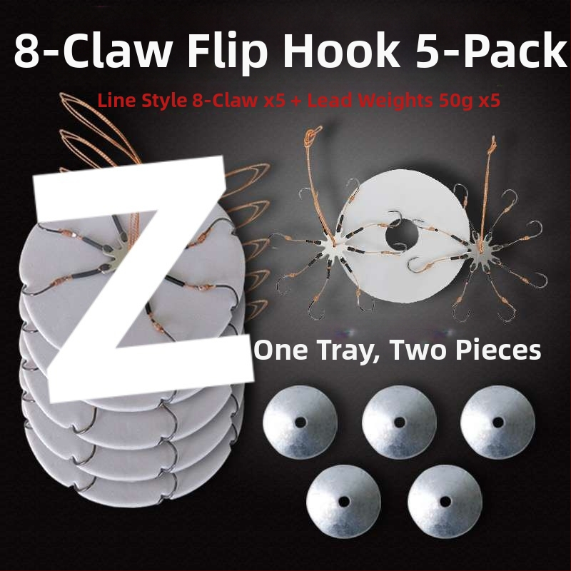 Zivju āķu komplekts – astoņskājains āķis, bez asmens, griežama plāksne un kvadrātveida ēdams jūras makšķerēšanai