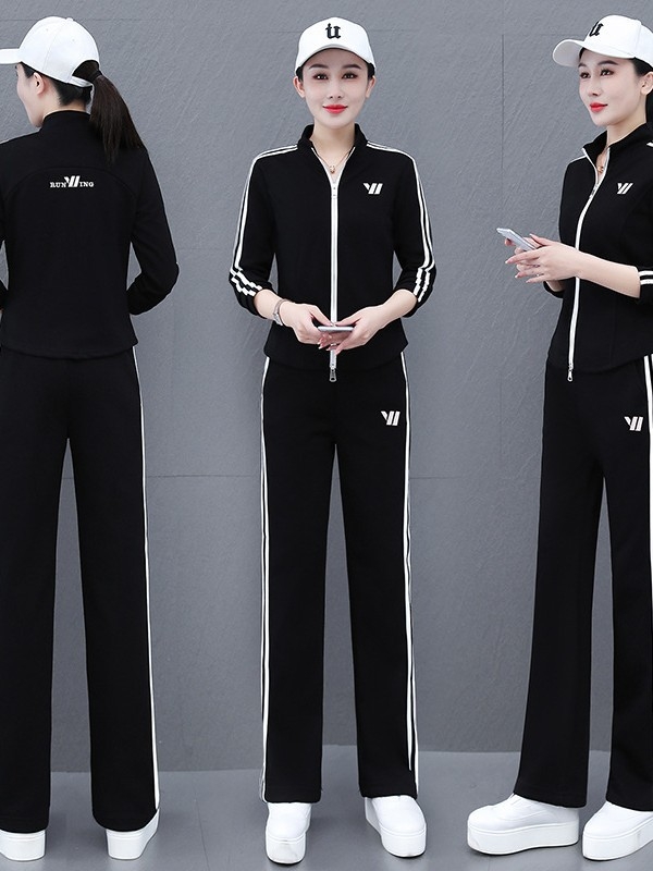 Keturkampio šokio sportinis komplektas su užtrauktuku – moterims, ilgomis rankovėmis, stovintis kaklas, be pamušalo, 95% medvilnė