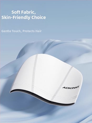ADKING Peldcepure pieaugušajiem — ūdensizturīga, elpojoša, piemērota gariem matiem, ausu aizsardzība, spandekss-poliesters