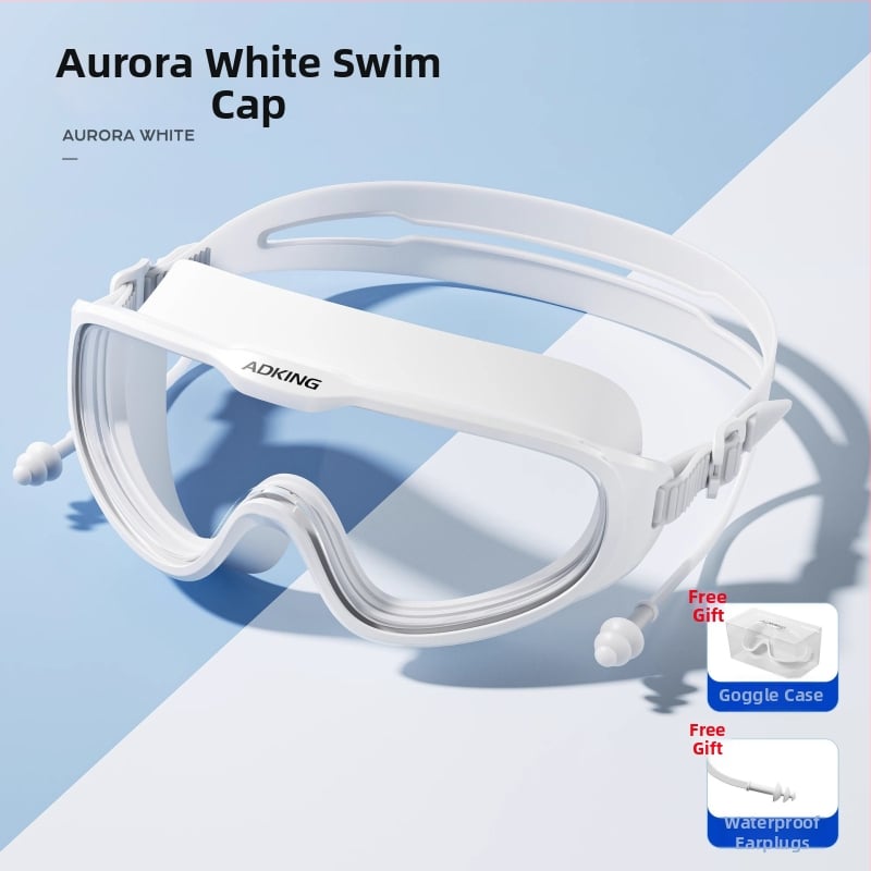 ADKING Peldcepure pieaugušajiem — ūdensizturīga, elpojoša, piemērota gariem matiem, ausu aizsardzība, spandekss-poliesters