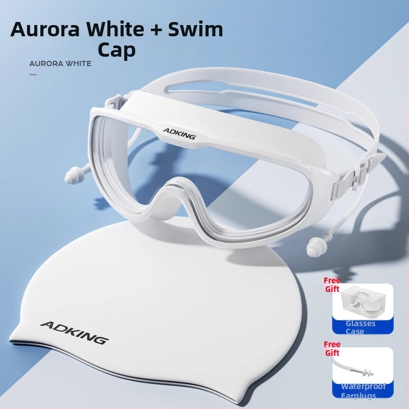 ADKING Peldcepure pieaugušajiem — ūdensizturīga, elpojoša, piemērota gariem matiem, ausu aizsardzība, spandekss-poliesters
